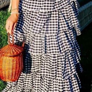 Black and White Gingham Tiered Skirt